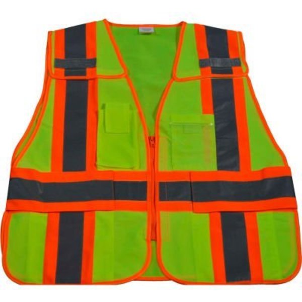 Petra Roc Inc Petra Roc 5-Point Breakaway Public Safety Vest, ANSI Class 2, Polyester Solid, Lime/Orange, 2XL-5XL LV2-PSV-PLUS
